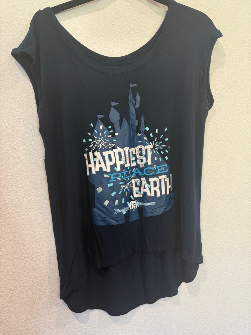 Disneyland 65th Anniversary Navy Blue Top Size Small Retro Happiest Place
